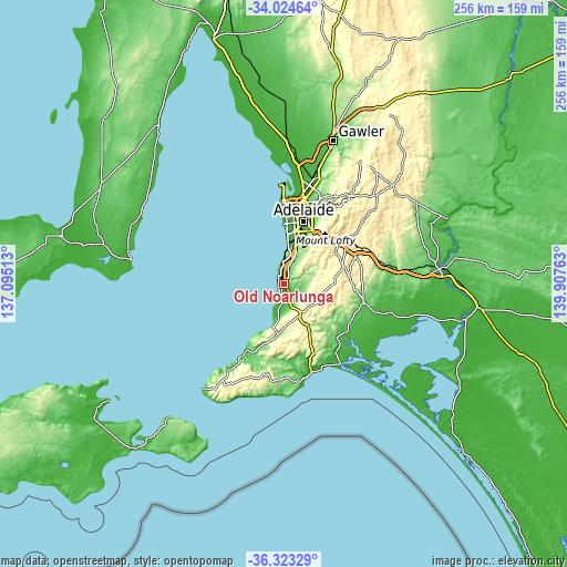 Topographic map of Old Noarlunga