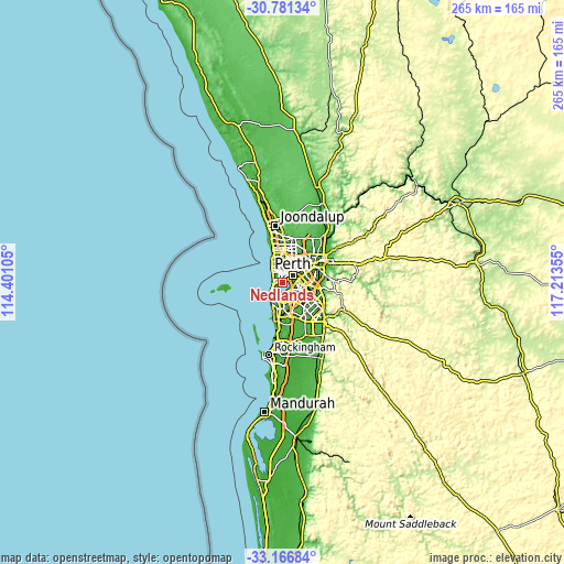 Topographic map of Nedlands