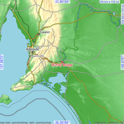 Topographic map of Murray Bridge