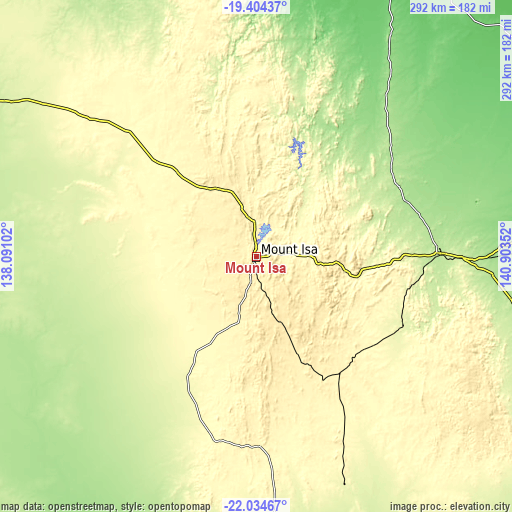 Topographic map of Mount Isa