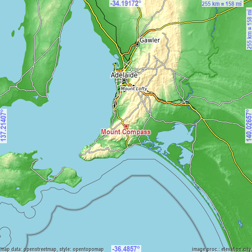 Topographic map of Mount Compass