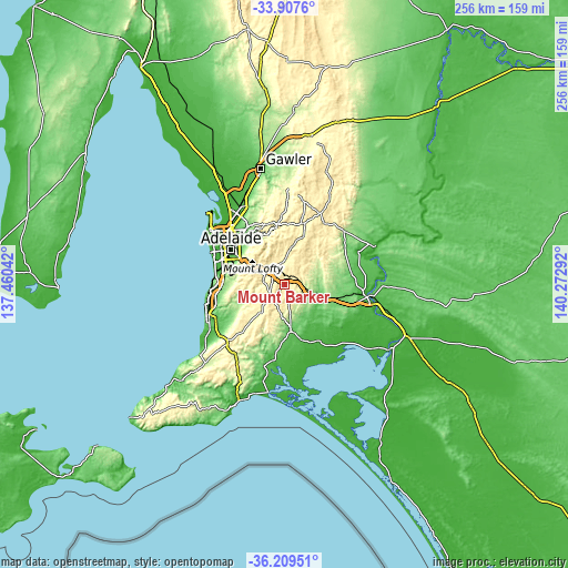 Topographic map of Mount Barker