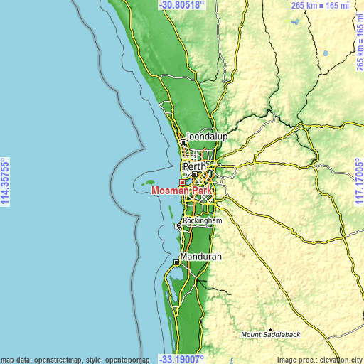 Topographic map of Mosman Park