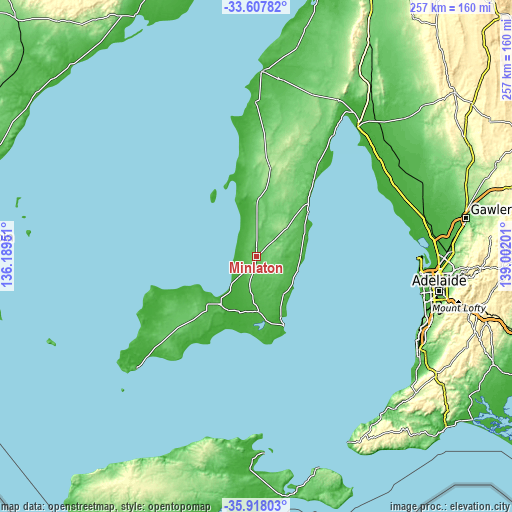 Topographic map of Minlaton