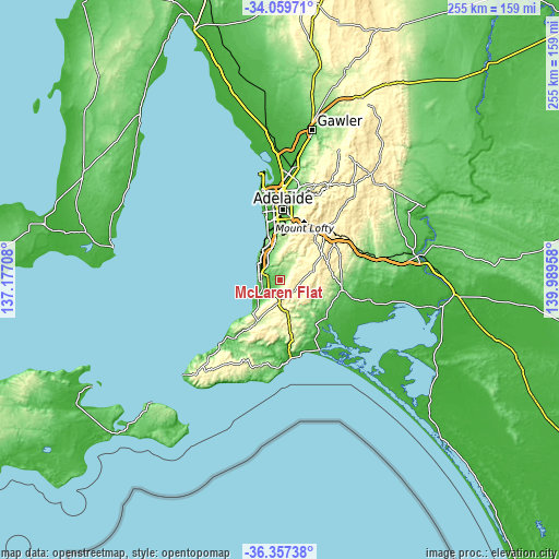 Topographic map of McLaren Flat