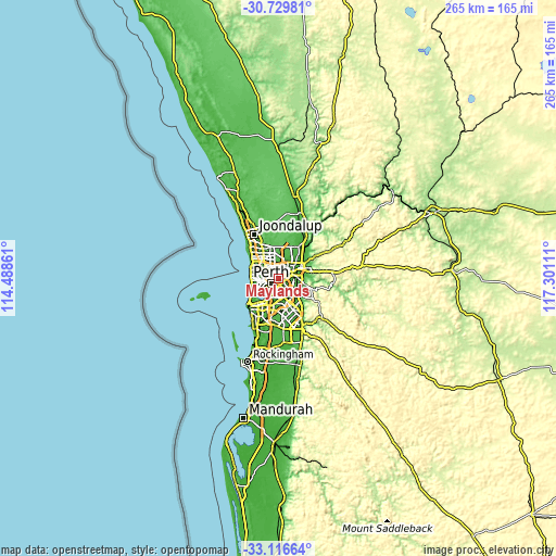 Topographic map of Maylands