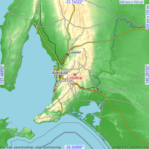 Topographic map of Lobethal