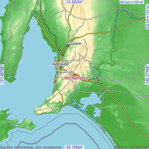 Topographic map of Little Hampton