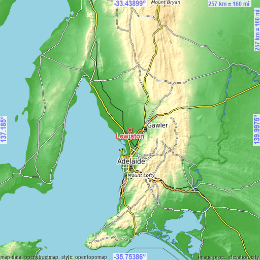 Topographic map of Lewiston