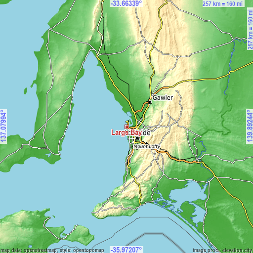 Topographic map of Largs Bay