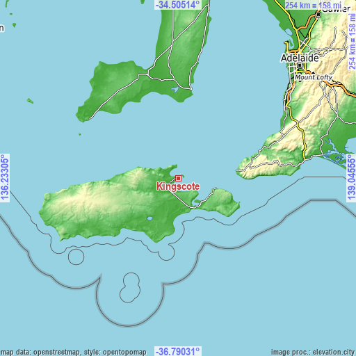 Topographic map of Kingscote