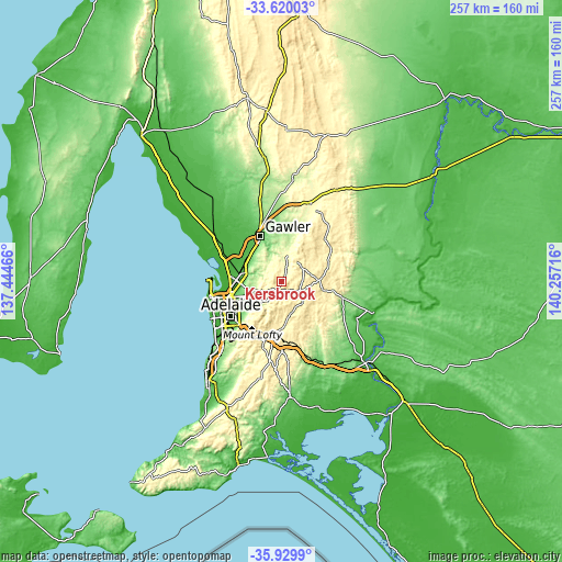 Topographic map of Kersbrook