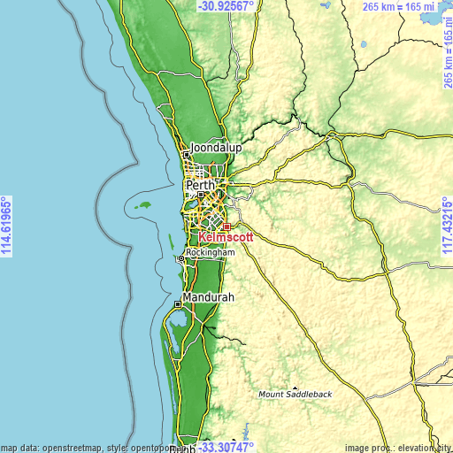 Topographic map of Kelmscott