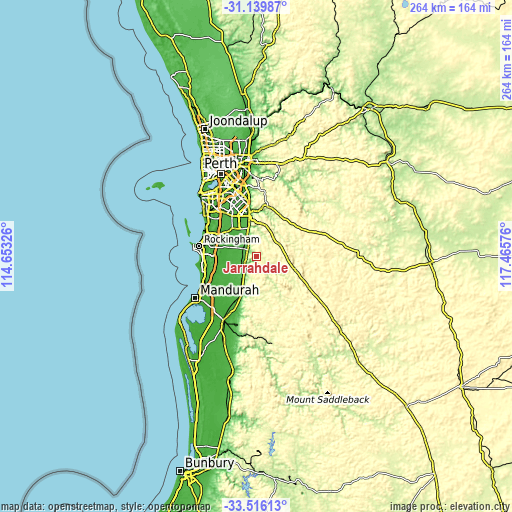 Topographic map of Jarrahdale