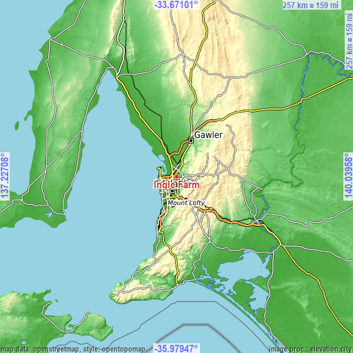 Topographic map of Ingle Farm