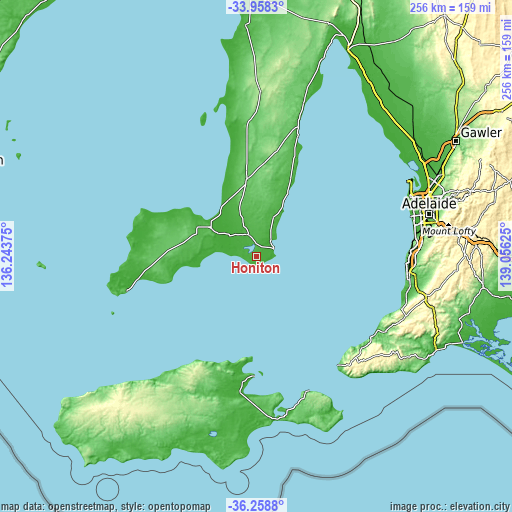 Topographic map of Honiton