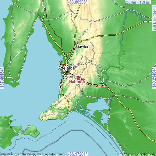 Topographic map of Hahndorf