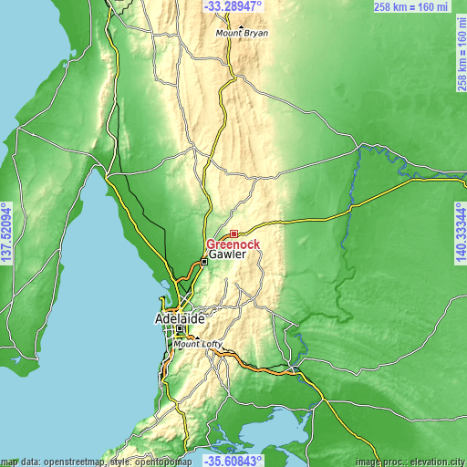 Topographic map of Greenock