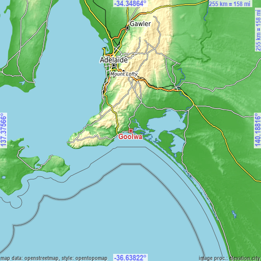 Topographic map of Goolwa