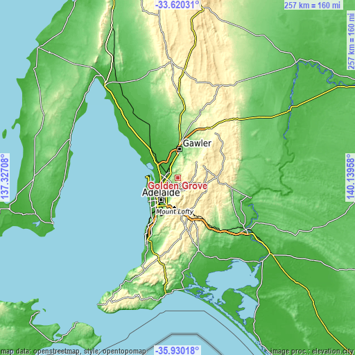 Topographic map of Golden Grove