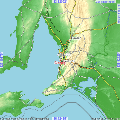 Topographic map of Glenelg