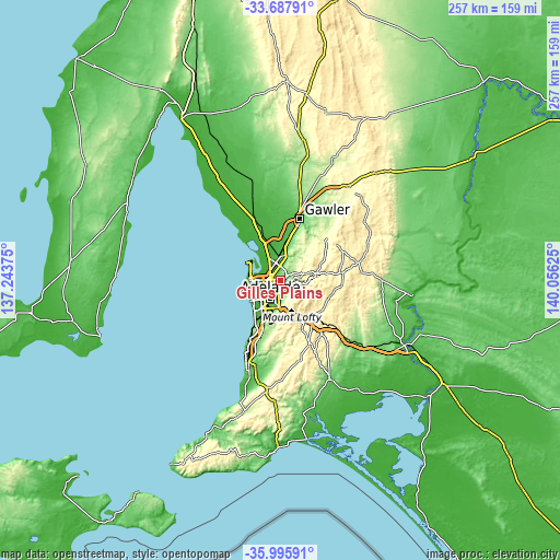 Topographic map of Gilles Plains