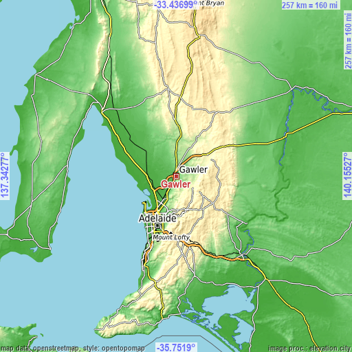 Topographic map of Gawler