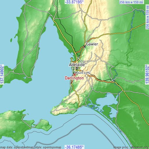 Topographic map of Darlington