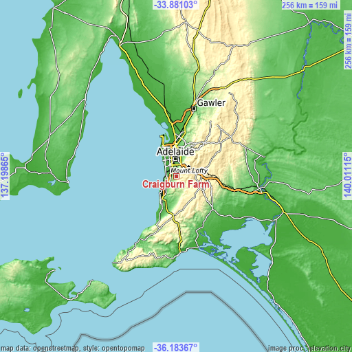 Topographic map of Craigburn Farm