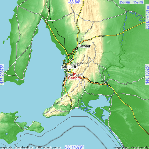 Topographic map of Crafers