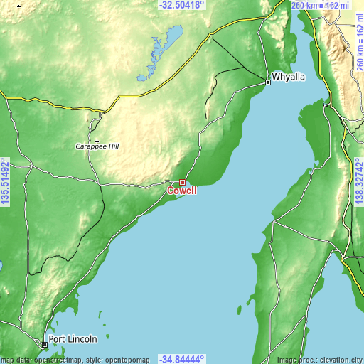 Topographic map of Cowell