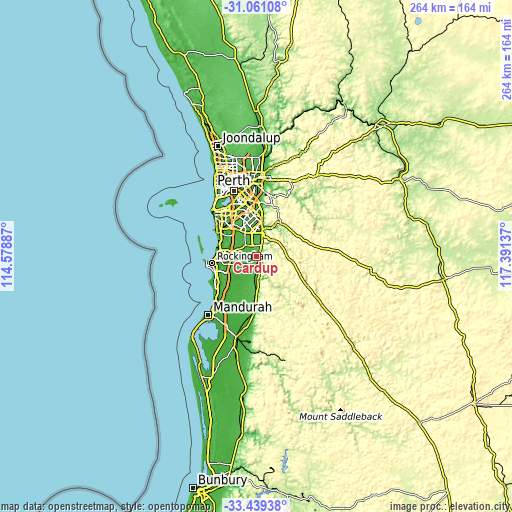 Topographic map of Cardup