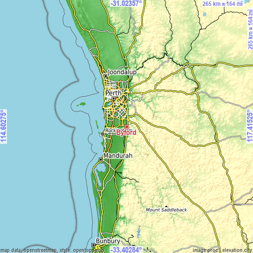 Topographic map of Byford