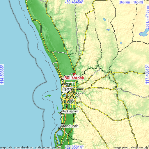 Topographic map of Bullsbrook