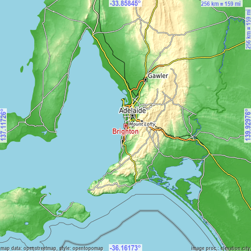 Topographic map of Brighton