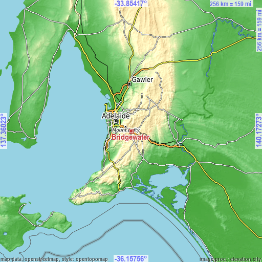 Topographic map of Bridgewater