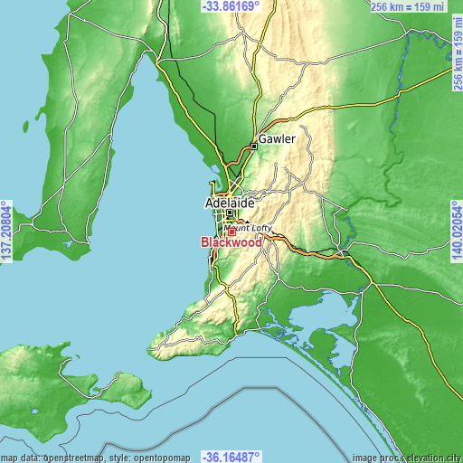 Topographic map of Blackwood