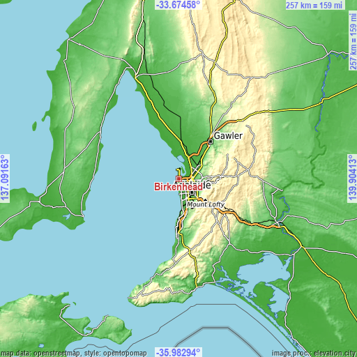 Topographic map of Birkenhead