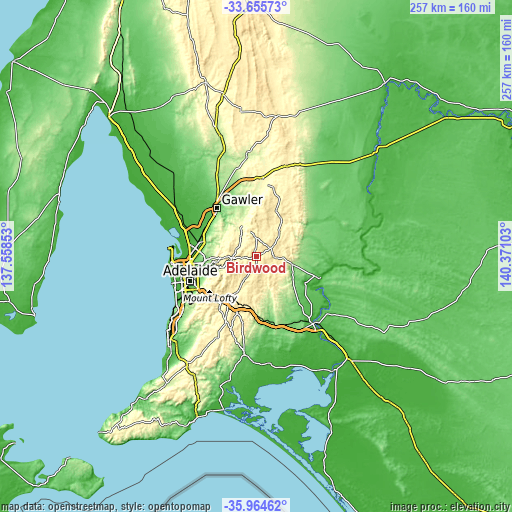 Topographic map of Birdwood