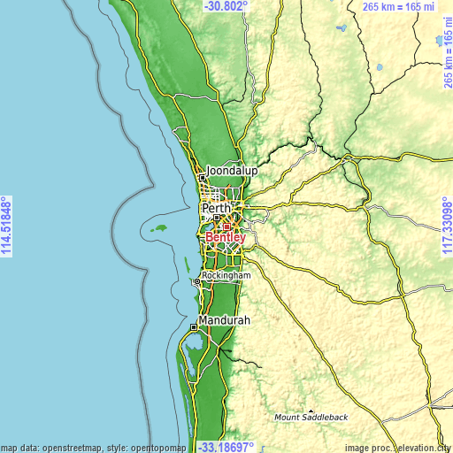 Topographic map of Bentley