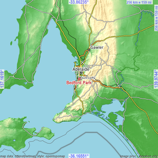 Topographic map of Bedford Park