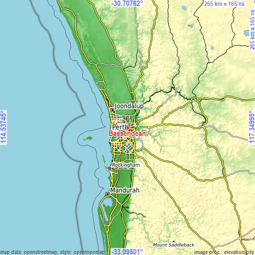 Topographic map of Bassendean