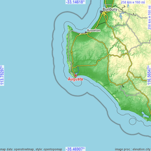 Topographic map of Augusta