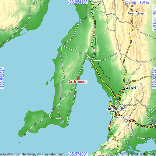 Topographic map of Ardrossan