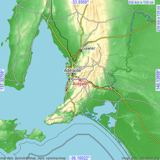 Topographic map of Aldgate