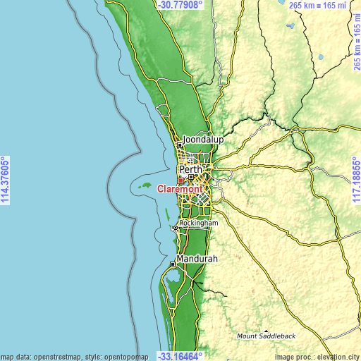 Topographic map of Claremont