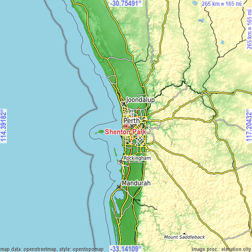 Topographic map of Shenton Park