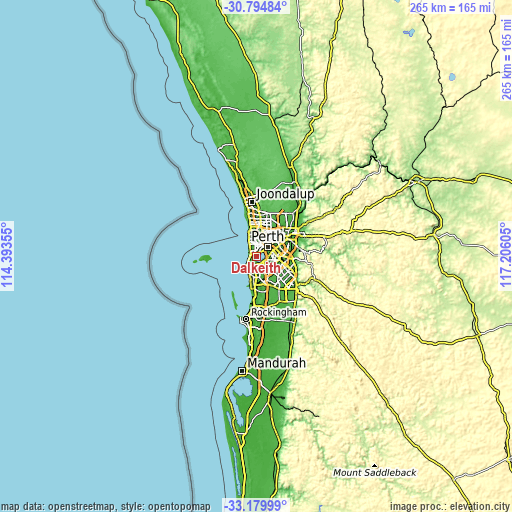 Topographic map of Dalkeith