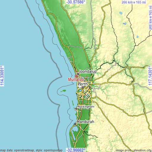 Topographic map of Mullaloo