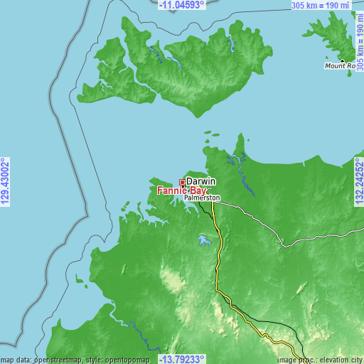 Topographic map of Fannie Bay